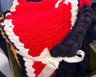 Handmade Blk,Red,White & Mustard Blanket!