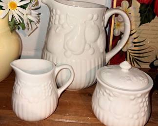 Libbey White Pitcher w/Cream & Sugar!