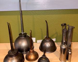VTG GEM MFG CO Oil Can, VTG Set Of 4 Thumb Pump Oil Cans Different Sizes, Antique Pump Oiler Can PLEWS MFG, Antique Pump Oiler Can, Antique 1916 Alcohol Timed Blow Torch!