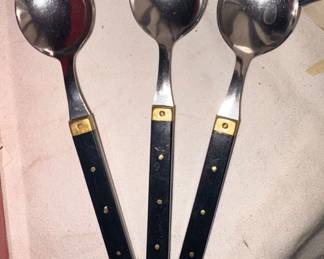 MCM Bakelight/Brass Soup Spoons Set Of 3!