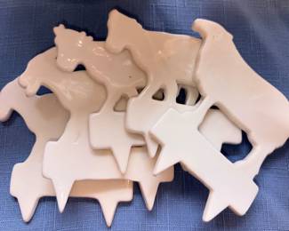 French White Porcelain Farm Animals Cheese Markers!