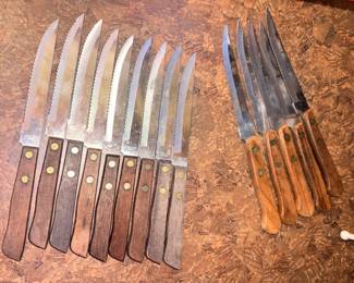 Stainless Steak Knives Taiwan Set of 9, Brookfield #3925 Japan Steal Knives!