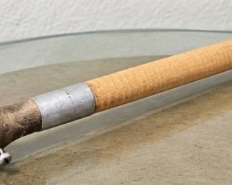 Vintage Light Wood & Metal Rod ◆ Natural wood finish ◆ Silver-tone metal fittings ◆ Decorative ringed end
