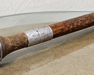Vintage Dark Wood & Metal Rod ◆ Dark wood finish ◆ Silver-tone metal fittings ◆ Decorative ringed end ◆ Aged patina
