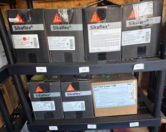 Sikaflex sealants and assorted boxed shop supplies