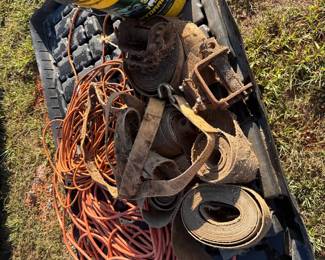 Extension cords, reels and assorted shop parts