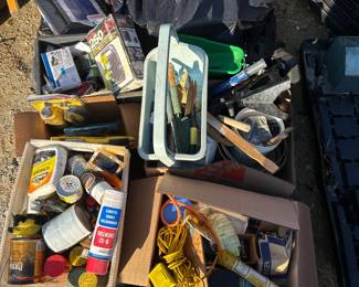 Assorted hardware, tools and household goods