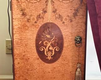 Pair of Marquetry Cabinets w/ Rams Heads