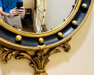 Gilt & Ebonized Federal Style Convex Mirror