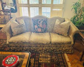 Beautiful Green Patterned Silk Upholstered Sofa