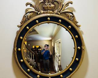Gilt & Ebonized Federal Style Convex Mirror