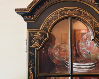 Black Lacquered Chinoiserie Sectaries Desk
