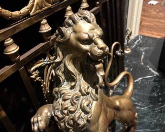 Pair of Gilt Bronze Lion Chenet's