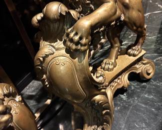 Pair of Gilt Bronze Lion Chenet's