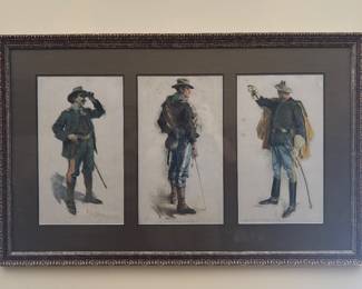 Set of Three Signed Howard Chandler Christy Drawings
