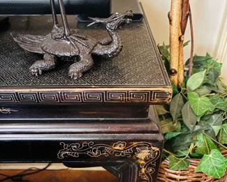 Pair of Black Lacquered Asian Tables