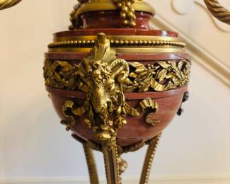 Pair of French 19th Century Marble & Gilt Bronze Candelabra Lamps