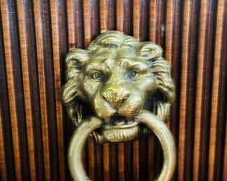 Pair of Marquetry Cabinets w/ Rams Heads