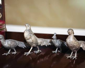 Two Pairs of Silverplate Birds