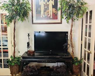 Pair of Black Lacquered Asian Tables
