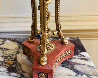 Pair of French 19th Century Marble & Gilt Bronze Candelabra Lamps