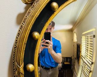 Gilt & Ebonized Federal Style Convex Mirror