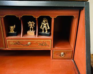 Black Lacquered Chinoiserie Sectaries Desk