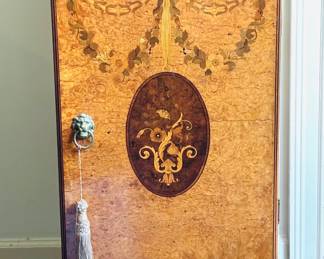 Pair of Marquetry Cabinets w/ Rams Heads