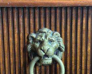Pair of Marquetry Cabinets w/ Rams Heads