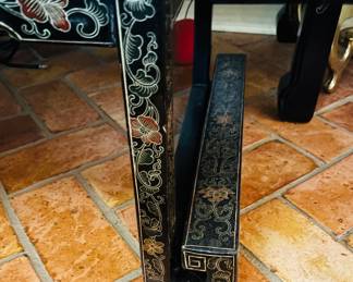 Pair of Black Lacquered Asian Tables