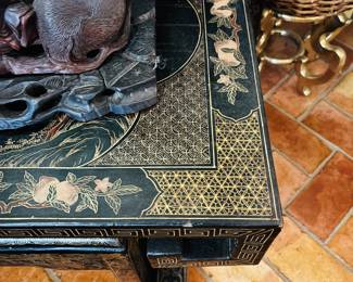 Pair of Black Lacquered Asian Tables