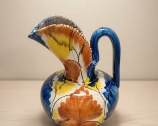 Vintage Italian Majolica Leaf-Form Pitcher