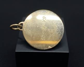 14K Gold Engraved Disc Charm Pendant