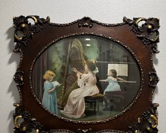 Vintage Victorian-Style Musical Parlor Scene Print