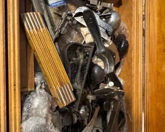 Collection of Vintage Stanley Woodworking Planes and Tools in Custom Chest