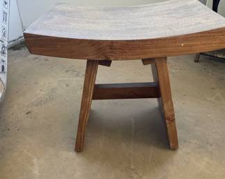 Solid Teak Curved Seat Stool