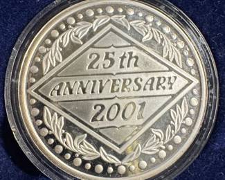 2001 25th Anniversary Custom Engraved .999 Fine Silver Medal