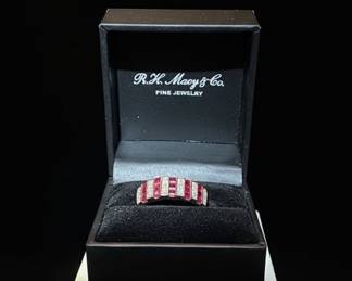 14K Gold Multi-Row Ruby and Diamond Band