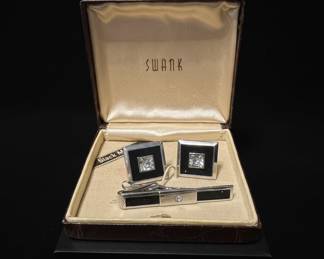 Swank 'Black Magic' Cufflink and Tie Bar Set