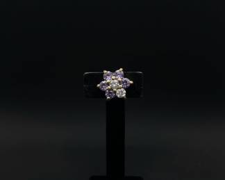 14K Gold Floral Cluster Stud Earrings, Pair
