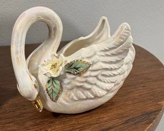 Vintage Norcrest Iridescent Swan Planter