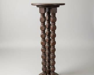 Vintage Solid Wood Spool Turned Pedestal Plant Stand