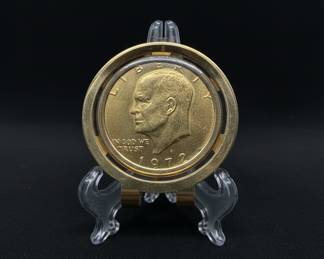 Vintage 1972 Gold-Plated Eisenhower Dollar Money Clip