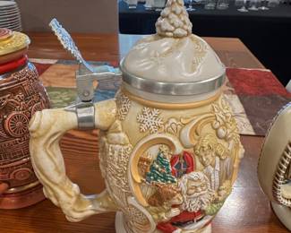 1994 Avon Father Christmas Lidded Beer Stein