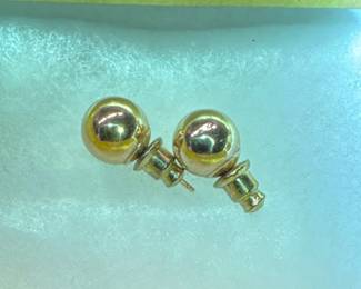 14K Yellow Gold Ball Stud Earrings