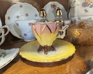 Vintage Merit Hand-Painted Tulip Teacup and Saucer