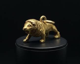 10K Yellow Gold Figural Lion Charm