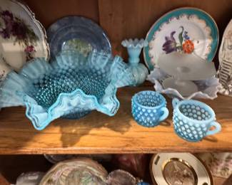 Fenton Blue Opalescent Hobnail Glass Collection