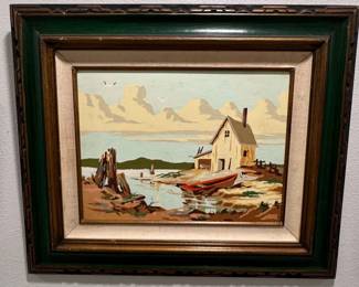 Vintage Paint-by-Number Coastal Scene