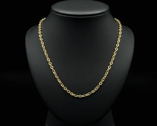 14K Italian Gold Cable Link Chain Necklace, 24 Inches